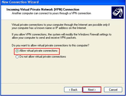 Allow Virtual Private VPN Connections