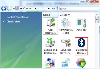 bluetooth devices in control panel