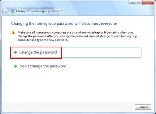 change homegroup password in Windows 7