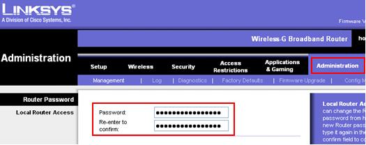 change or reset linksys router password, default router password