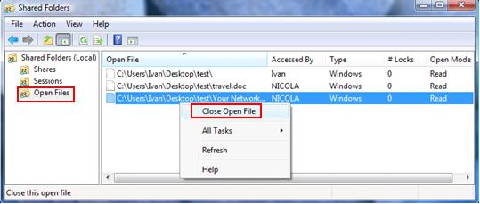 check open files in shared-folder snap-in