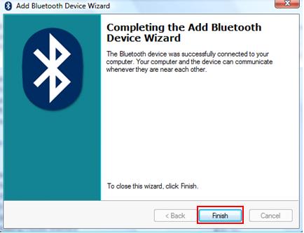 completing the add bluetooth device wizard