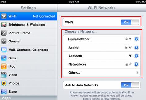 connect iPad to wireless network