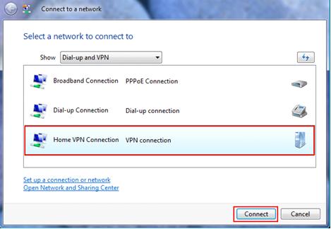 Connect to PPTP VPN