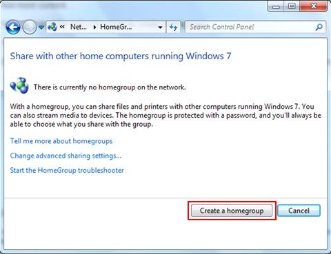 create a homegroup in Windows 7