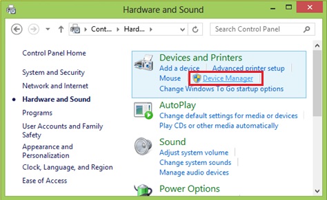 Windows 8 device manager to check driver status