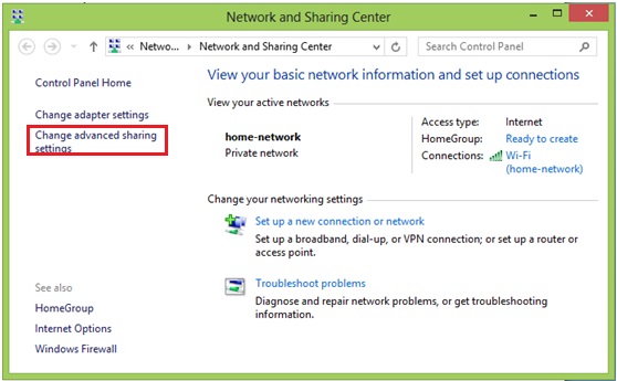 enable network discovery in Windows 8