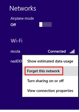 forget this network in Windows 8