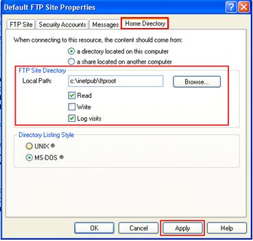 FTP Server Home Directory