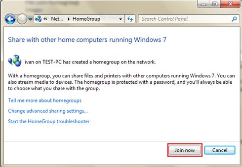 join homegroup in Windows 7
