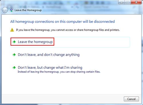 leave homegroup in win7