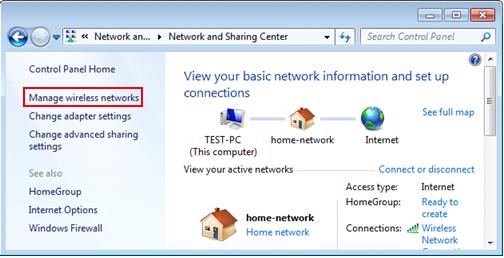 manage wireless networks in Windows 7