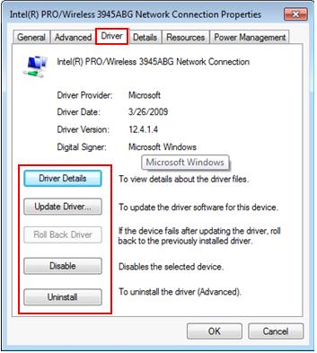 network or wireless adapter driver problem