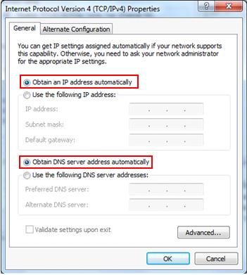 obtain IP address automatically to join ICS network