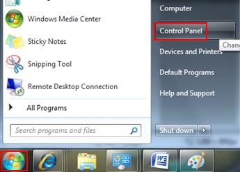 open Control Panel in Windows 7