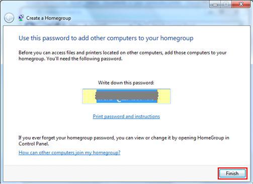 password for homegroup in Windows 7