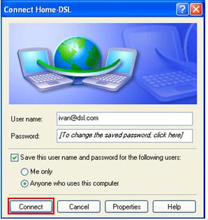 PPPoE dialer in Windows XP