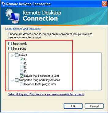 remote desktop file sharing XP SP3