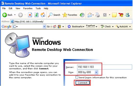 Remote Desktop Web Connection