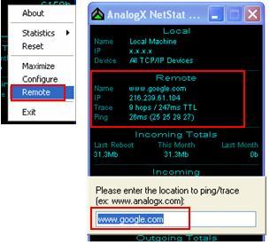 AnalogX Netstat Live - Remote Ping Trace