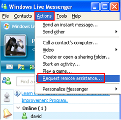 Request Remote Assistance via Live Messenger or MSN Messenger 