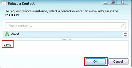 Select a Contact for Remote Assistance