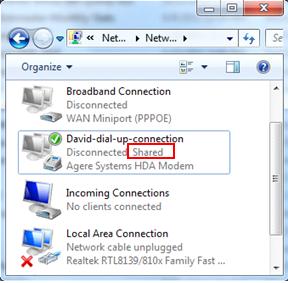 shared dial up internet connection