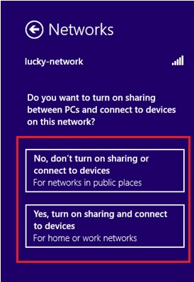 turn on sharing or connect to devices