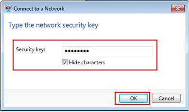 Windows 7 - type security key to join wireless network