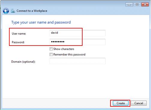 username password for PPTP VPN