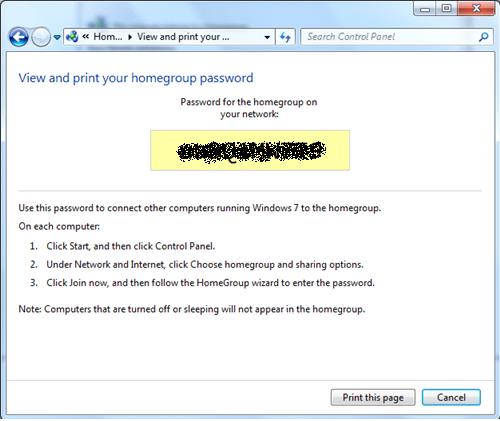view homegroup password