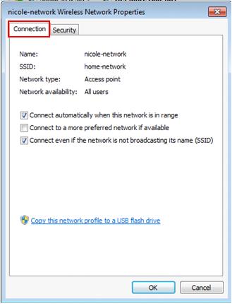 Windows 7 - wireless network setting