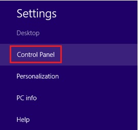 Windows 8 control panel
