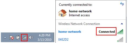 Windows 7 - connected to wireless network