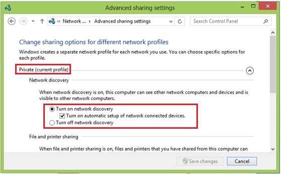 Windows 8 network discovery