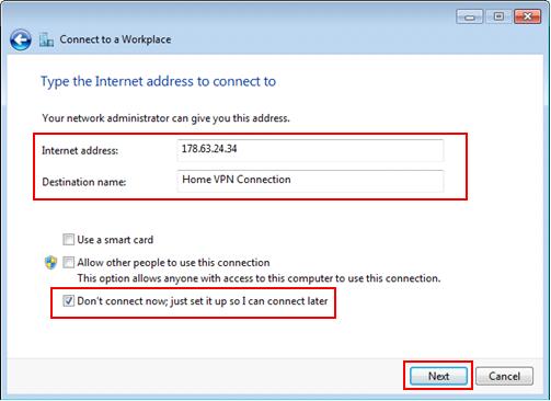 Windows 7 VPN server IP address