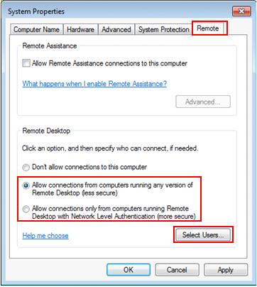 activate remote desktop in Windows 7