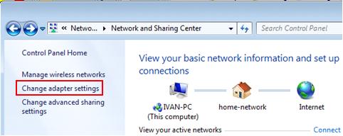 change network adapter settings in Windows 7