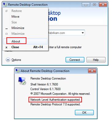 check remote desktop client Windows 7 - Network Level Authentication