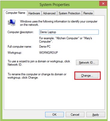 computer name and workgroup change