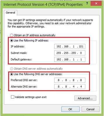 configure Windows 8 IP address