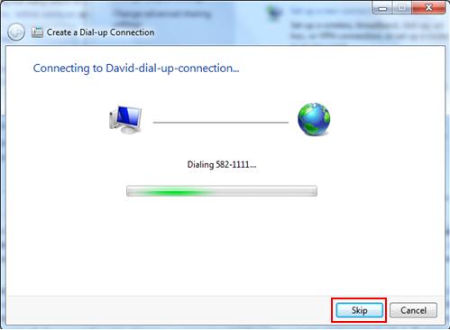 dial up connection with dial up modem