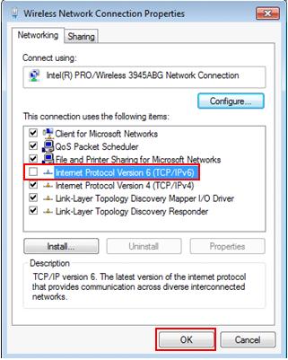 disable IPv6 on network adapter in Windows 7