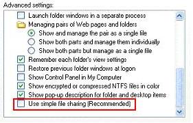 Disable Simple File Sharing in Windows XP