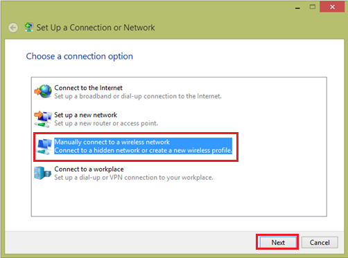 manual connect to wifi network