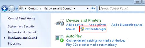 open device manager in Windows 7