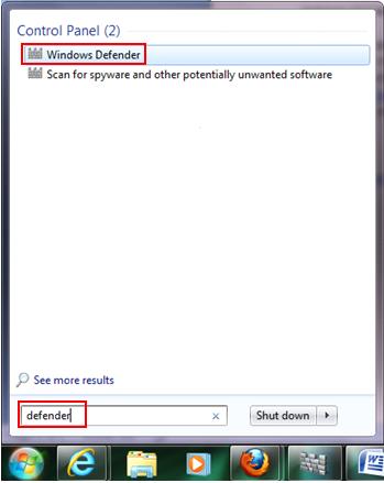 Windows Defender antispyware