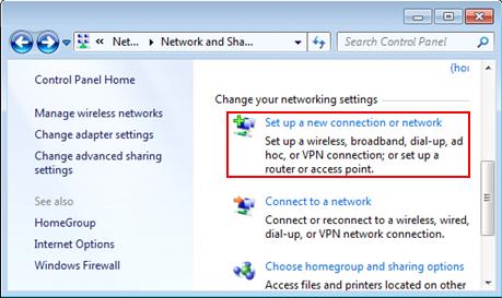 set up dial up internet connection