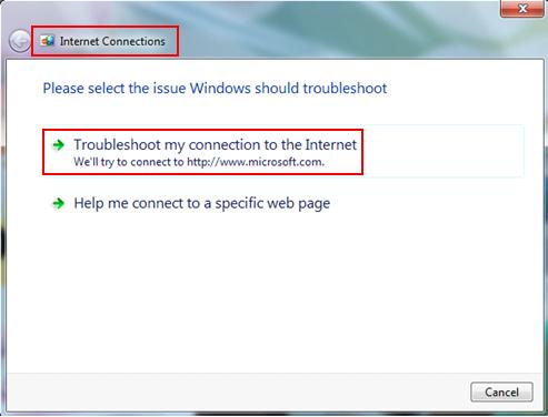 troubleshoot internet connections or network problem