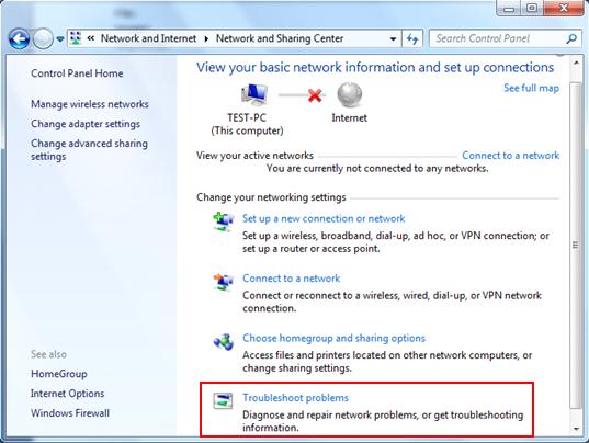 troubleshoot network problems in Windows 7